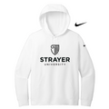 STRAYER Nike Ladies Club Fleece Sleeve Swoosh Pullover Hoodie - WHITE