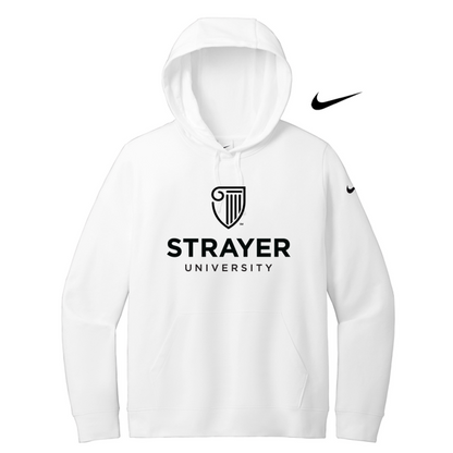 NEW STRAYER Nike Ladies Club Fleece Sleeve Swoosh Pullover Hoodie - WHITE