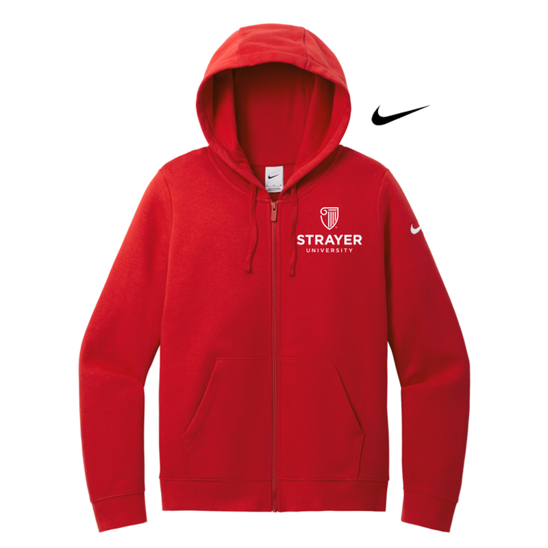 NEW STRAYER Nike Ladies Club Fleece Sleeve Swoosh Full-Zip Hoodie - University Red