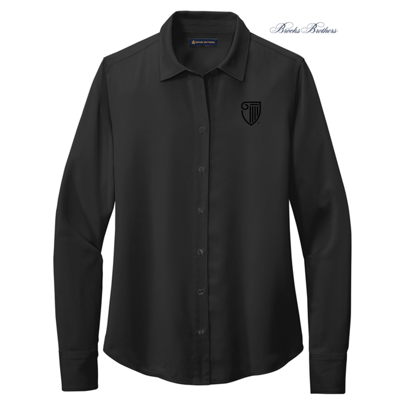 STRAYER Brooks Brothers® Women’s Full-Button Satin Blouse - Deep Black