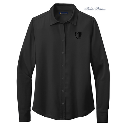 NEW STRAYER Brooks Brothers® Women’s Full-Button Satin Blouse - Deep Black