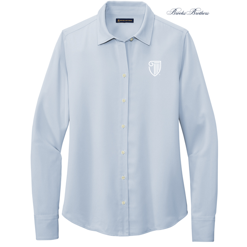 STRAYER Brooks Brothers® Women’s Full-Button Satin Blouse - Heritage Blue