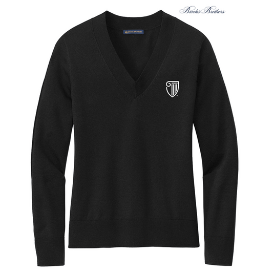 NEW STRAYER Brooks Brothers® Women’s Cotton Stretch V-Neck Sweater - Deep Black