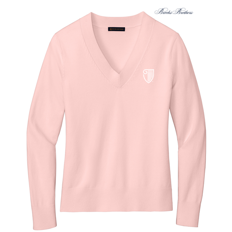 STRAYER Brooks Brothers® Women’s Cotton Stretch V-Neck Sweater - Pearl Pink