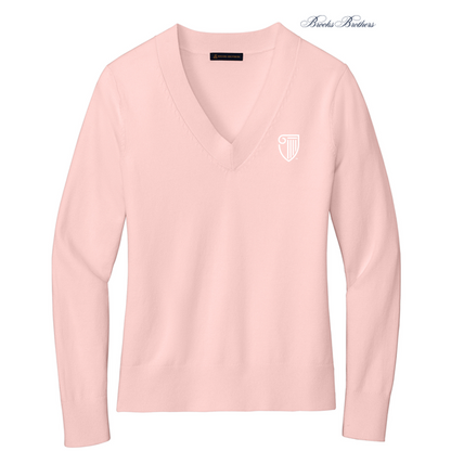 NEW STRAYER Brooks Brothers® Women’s Cotton Stretch V-Neck Sweater - Pearl Pink