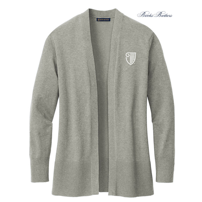 STRAYER Brooks Brothers® Women’s Cotton Stretch Long Cardigan Sweater - Light Shadow Grey Heather
