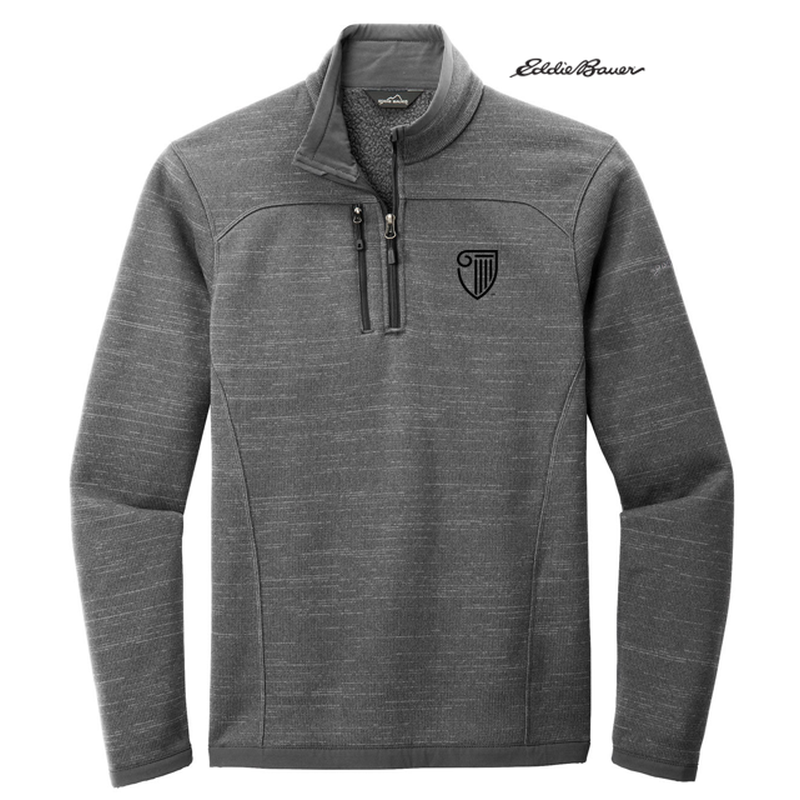 NEW STRAYER Eddie Bauer ® Sweater Fleece 1/4-Zip-DARK GREY HEATHER