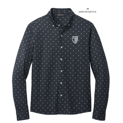 NEW STRAYER Mercer+Mettle™ Stretch Jersey Long Sleeve Shirt - Navy Geo Diamond