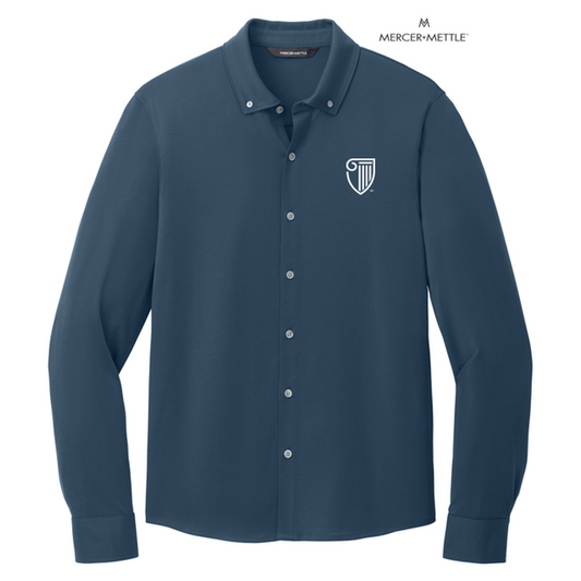 NEW STRAYER Mercer+Mettle™ Stretch Jersey Long Sleeve Shirt - Insignia Blue