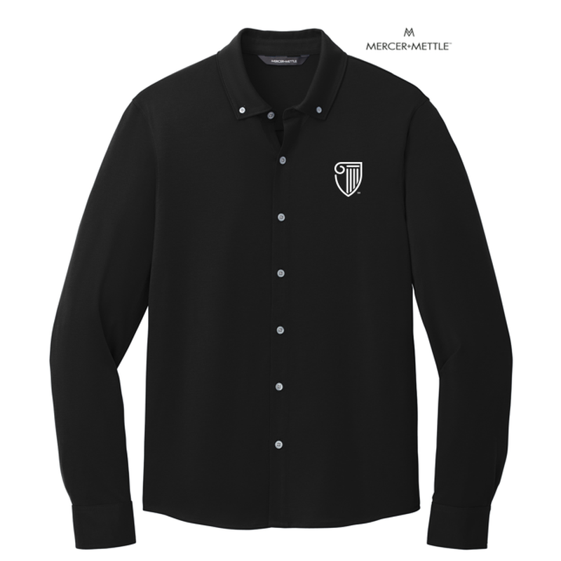 NEW STRAYER Mercer+Mettle™ Stretch Jersey Long Sleeve Shirt - Deep Black