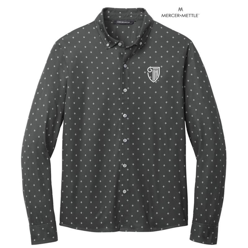 NEW STRAYER Mercer+Mettle™ Stretch Jersey Long Sleeve Shirt - Anchor Grey Geo Diamond