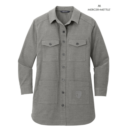 NEW STRAYER Mercer+Mettle™ Women’s Long Sleeve Twill Overshirt - Light Anchor Grey Heather