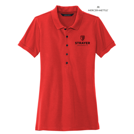 NEW STRAYER MERCER+METTLE™ Women’s Stretch Heavyweight Pique Polo - Apple Red