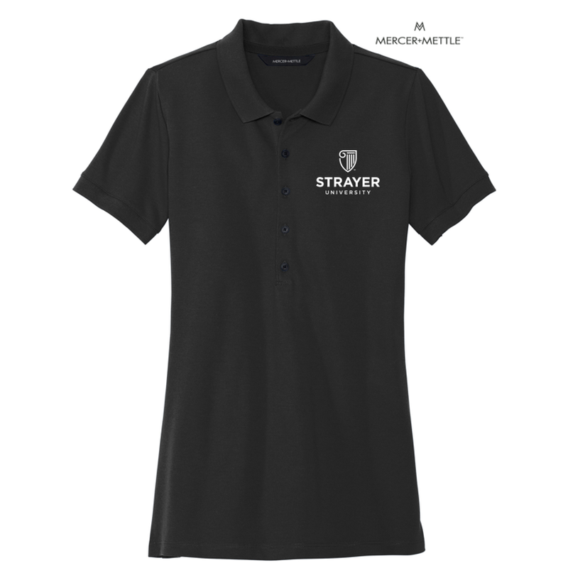STRAYER MERCER+METTLE™ Women’s Stretch Heavyweight Pique Polo - Black