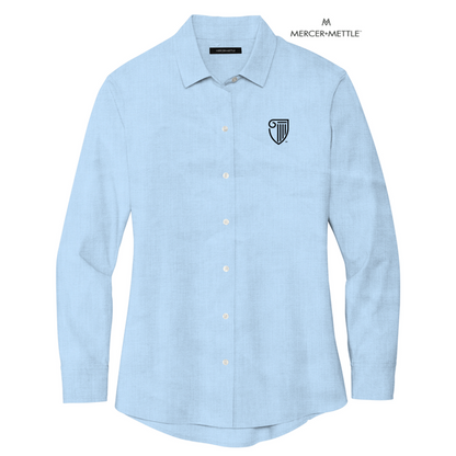 NEW STRAYER Mercer+Mettle™ Women’s Long Sleeve Stretch Woven Shirt - Air Blue End On End