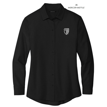 NEW STRAYER Mercer+Mettle™ Women’s Long Sleeve Stretch Woven Shirt - Deep Black