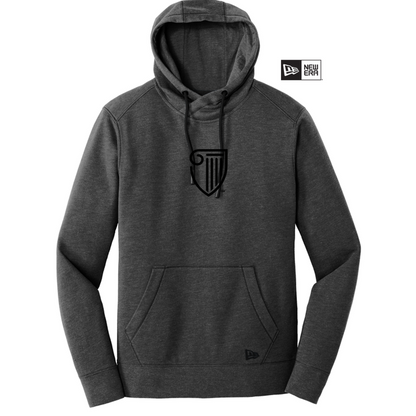 NEW STRAYER New Era® Tri-Blend Fleece Pullover Hoodie- Black Heather