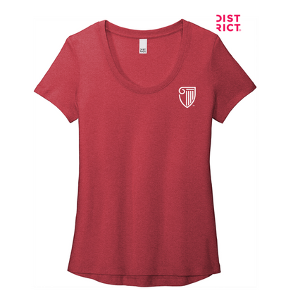 NEW STRAYER District ® Women’s Flex Scoop Neck Tee- Heathered Red