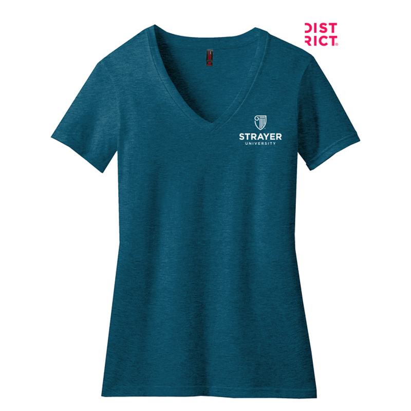 STRAYER District ® Women’s Perfect Blend ® V-Neck Tee-Deep Turquoise Fleck