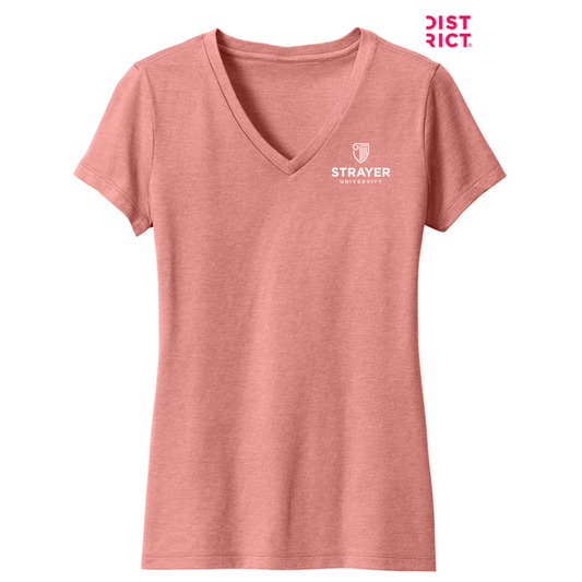 NEW STRAYER District ® Women’s Perfect Blend ® V-Neck Tee-Blush Frost