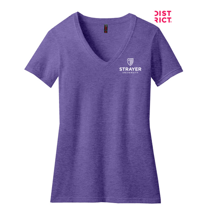 NEW STRAYER District ® Women’s Perfect Blend ® V-Neck Tee-Heathered Purple