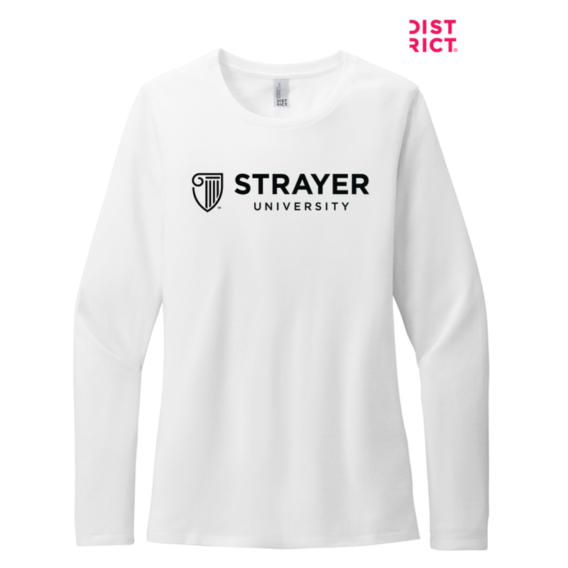 STRAYER District® Women’s Perfect Blend® CVC Long Sleeve Tee - White