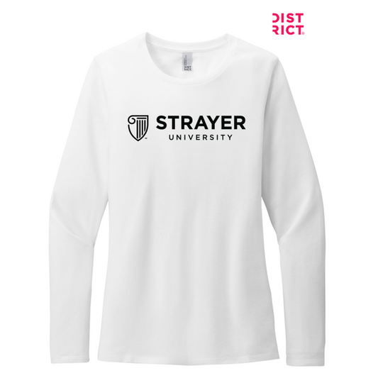 NEW STRAYER District® Women’s Perfect Blend® CVC Long Sleeve Tee - White