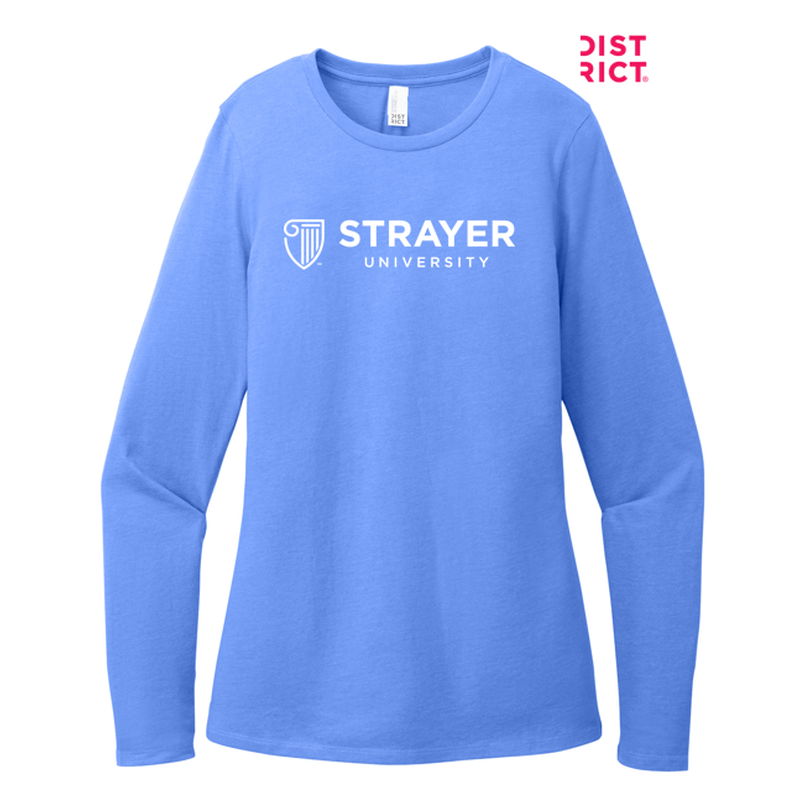 STRAYER District® Women’s Perfect Blend® CVC Long Sleeve Tee - Heathered Royal