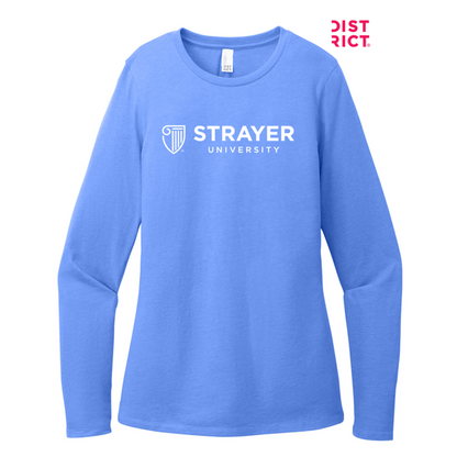 NEW STRAYER District® Women’s Perfect Blend® CVC Long Sleeve Tee - Heathered Royal