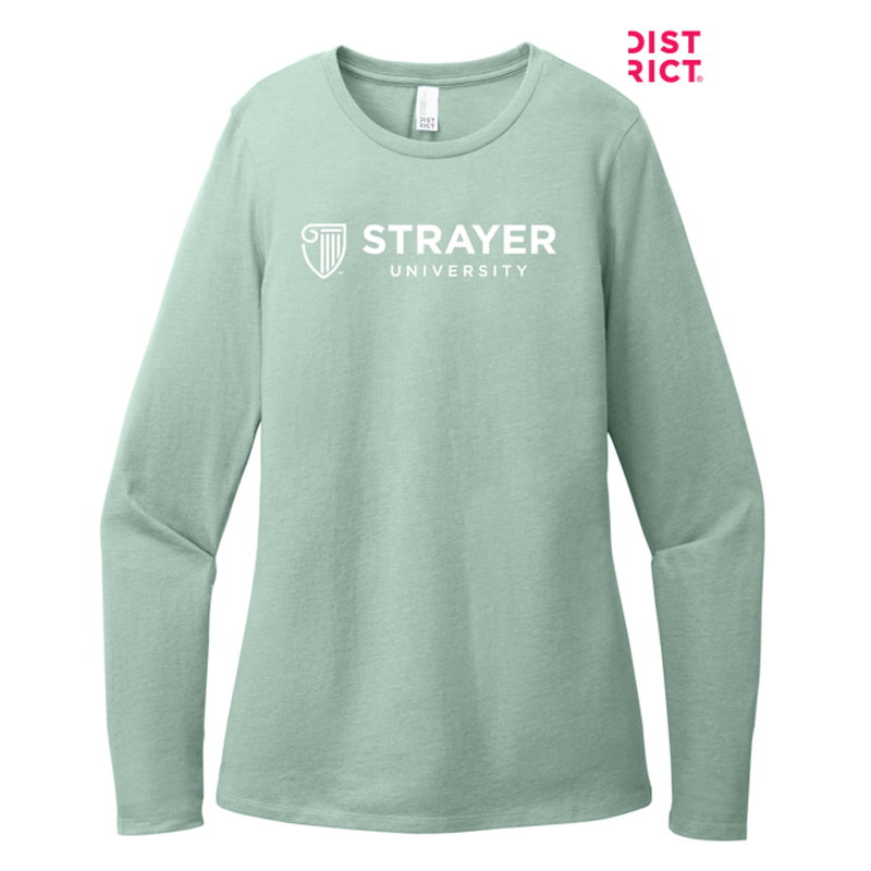 STRAYER District® Women’s Perfect Blend® CVC Long Sleeve Tee - Heathered Dusty Sage