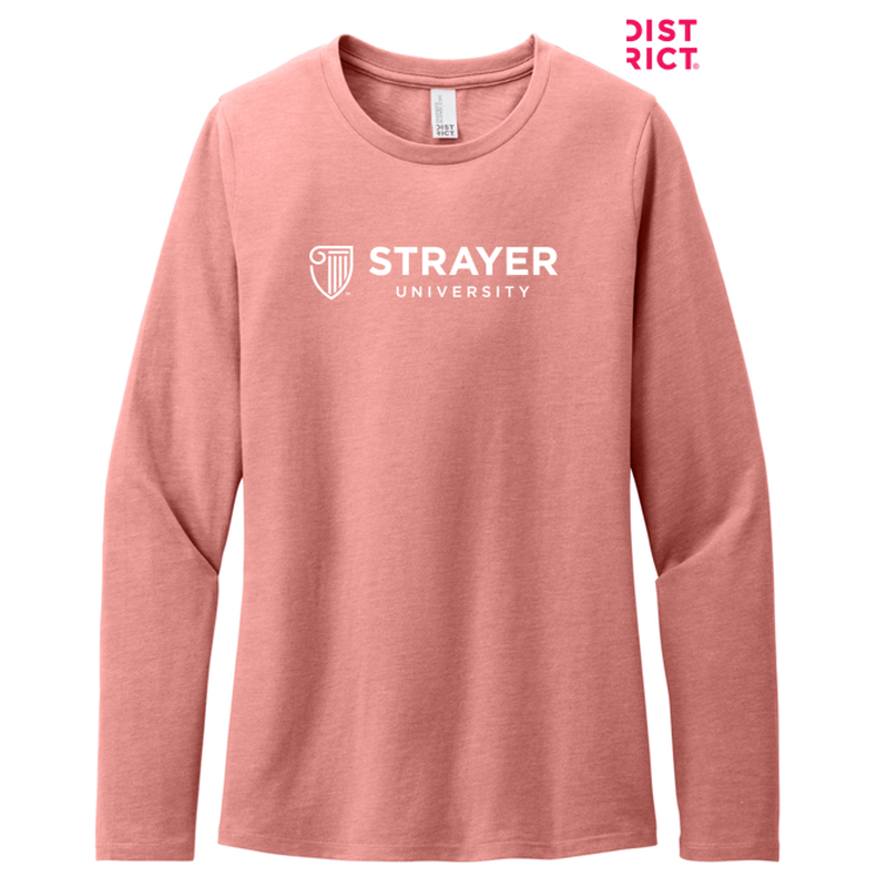 STRAYER District® Women’s Perfect Blend® CVC Long Sleeve Tee - Blush Frost