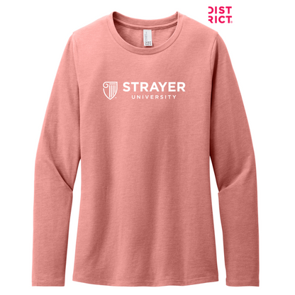 NEW STRAYER District® Women’s Perfect Blend® CVC Long Sleeve Tee - Blush Frost