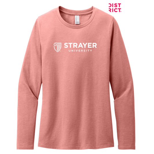 NEW STRAYER District® Women’s Perfect Blend® CVC Long Sleeve Tee - Blush Frost