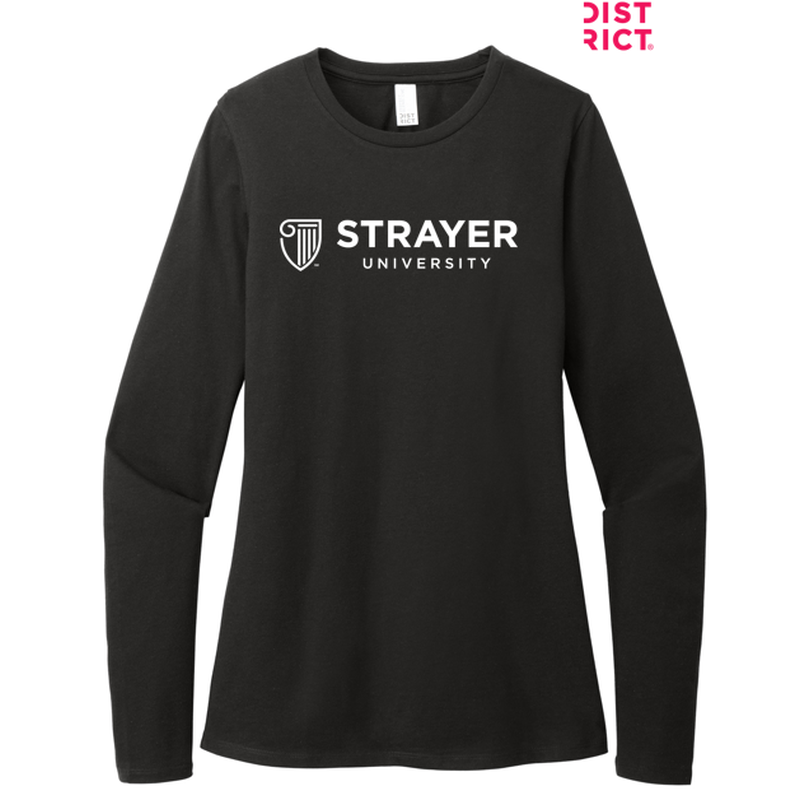 NEW STRAYER District® Women’s Perfect Blend® CVC Long Sleeve Tee - Black