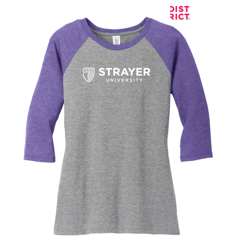 STRAYER District ® Women’s Perfect Tri ® 3/4-Sleeve Raglan - Purple Frost/ Grey Frost