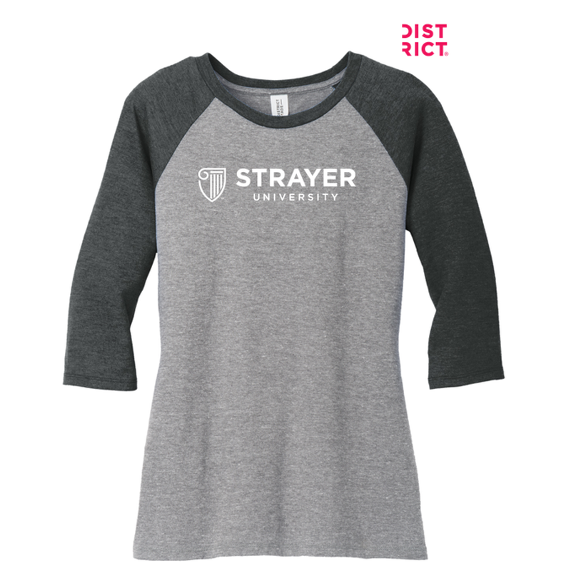 STRAYER District ® Women’s Perfect Tri ® 3/4-Sleeve Raglan - Black Frost/ Grey Frost