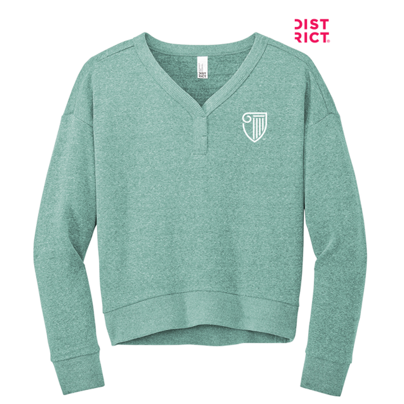 STRAYER District® Women’s Perfect Tri® Fleece V-Neck Sweatshirt - Heathered Eucalyptus Blue