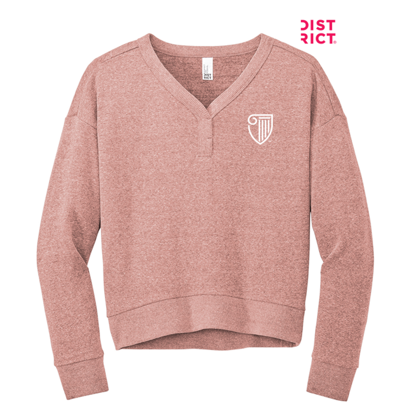 NEW STRAYER District® Women’s Perfect Tri® Fleece V-Neck Sweatshirt - Blush Frost