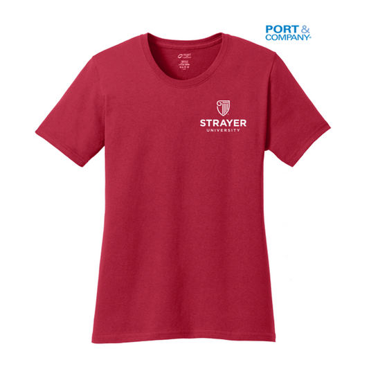 NEW STRAYER Port & Company®  LADIES Core Blend Tee-RED