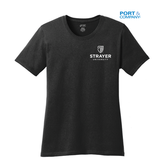 NEW STRAYER Port & Company®  LADIES Core Blend Tee-Jet Black