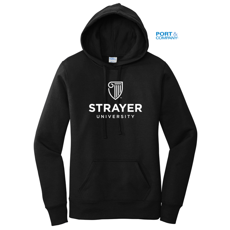 STRAYER Port & Company ® Ladies Core Fleece Pullover Hooded Sweatshirt-Black