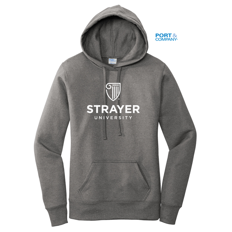 STRAYER Port & Company ® Ladies Core Fleece Pullover Hooded Sweatshirt-Graphite Heather
