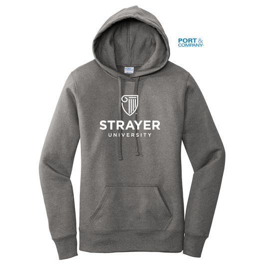 NEW STRAYER Port & Company ® Ladies Core Fleece Pullover Hooded Sweatshirt-Graphite Heather