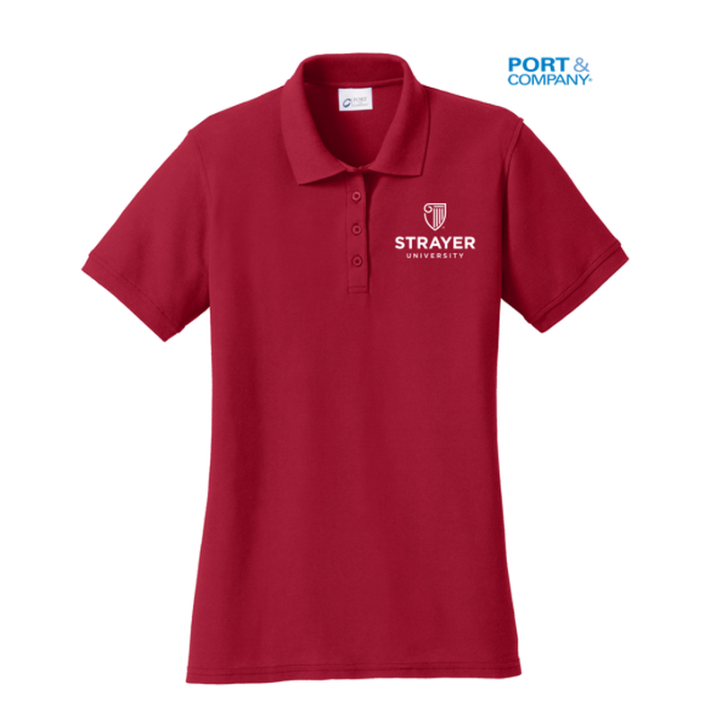 NEW STRAYER Port & Company® Ladies Core Blend Pique Polo-Red