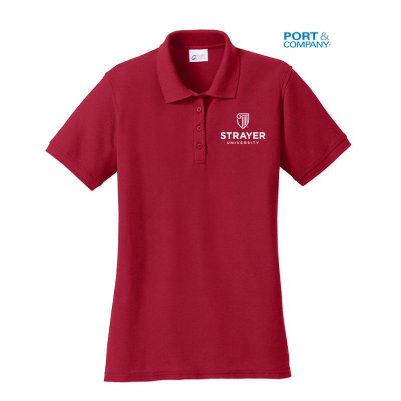 STRAYER Port & Company® Ladies Core Blend Pique Polo-Red
