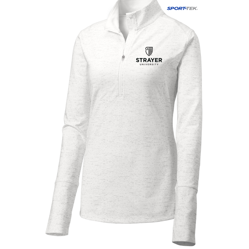 STRAYER Sport-Tek ® Ladies Sport-Wick ® Stretch Reflective Heather 1/2-Zip Pullover - White