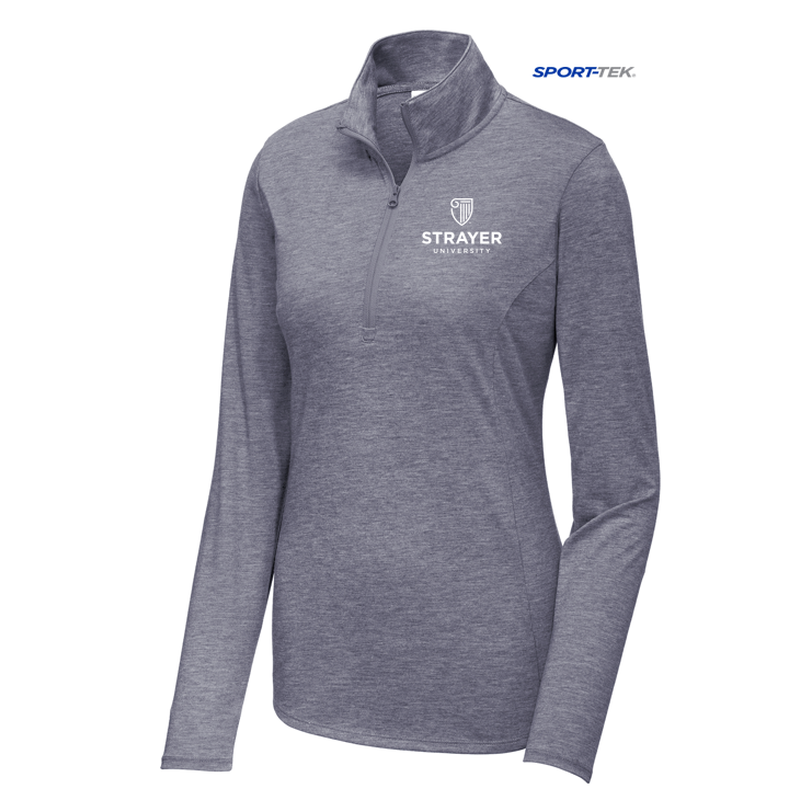 STRAYER Sport-Tek ® Ladies PosiCharge ® Tri-Blend Wicking 1/4-Zip Pullover - True Navy Heather