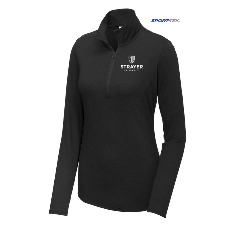 STRAYER Sport-Tek ® Ladies PosiCharge ® Tri-Blend Wicking 1/4-Zip Pullover - Black Triad Solid