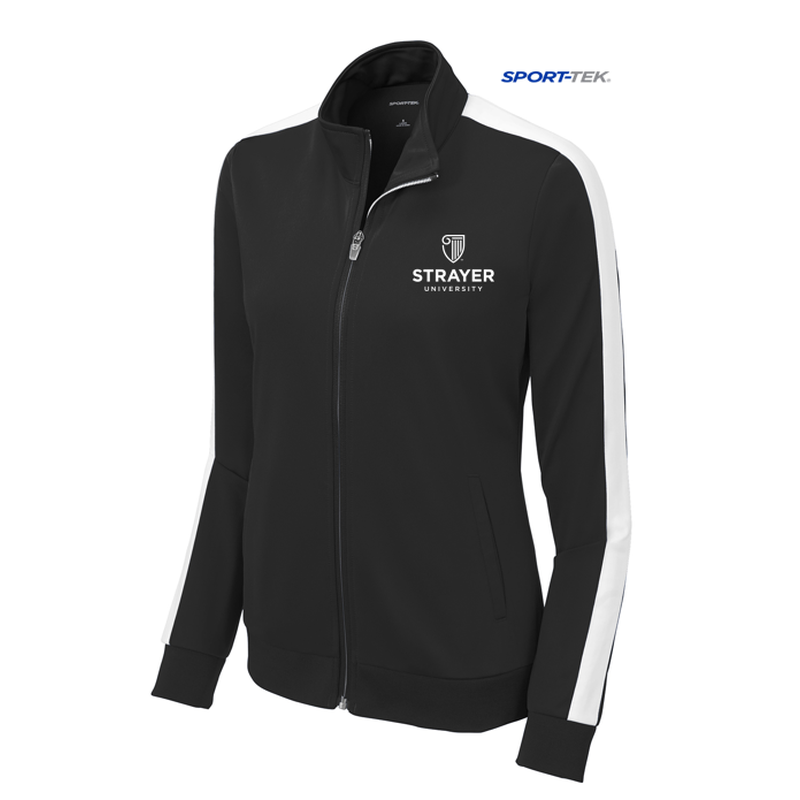STRAYER Sport-Tek ® Ladies Tricot Track Jacket-Black/White