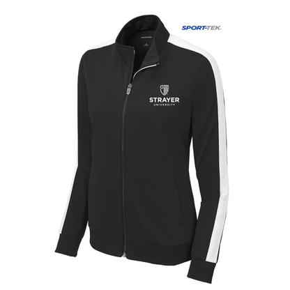 NEW STRAYER Sport-Tek ® Ladies Tricot Track Jacket-Black/White